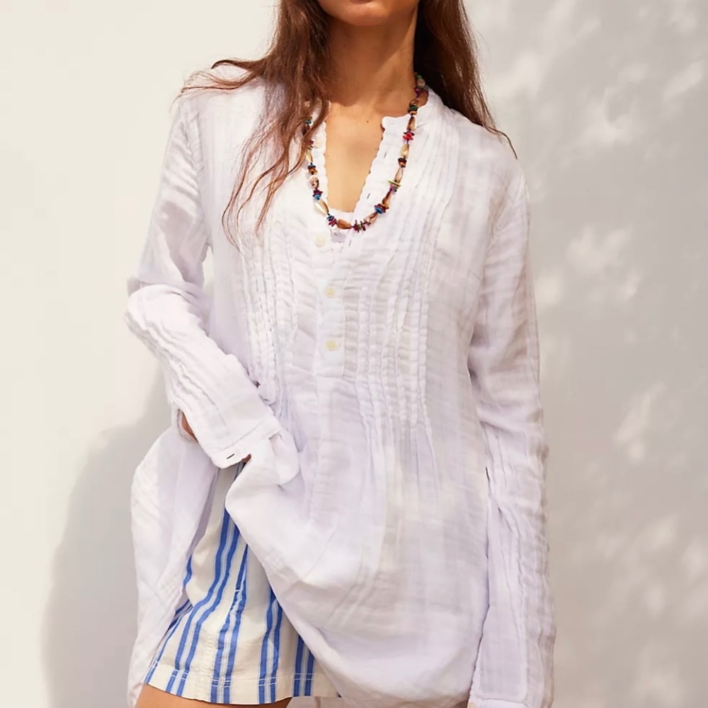 CP Shades 100% cotton White Long Sleeve Dress/tunic super soft